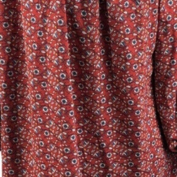 NWT Max Studio Rust/Red Floral Puff-Sleeve Ruffled Boho Dress Large - Picture 8 of 10